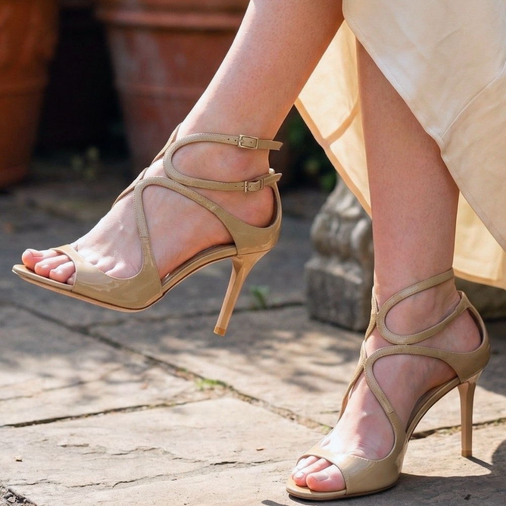 Jimmy Choo Lang 100 Patent Leather Heeled Strappy Sandals Size 40 / US 9.5/10 - Picture 8 of 11